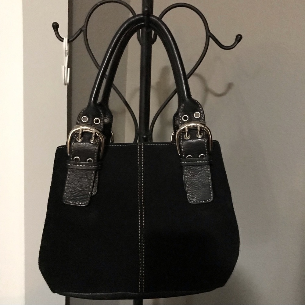 TIGNANELLO BLACK SUEDE SATCHEL BAG MEDIUM/SMALL